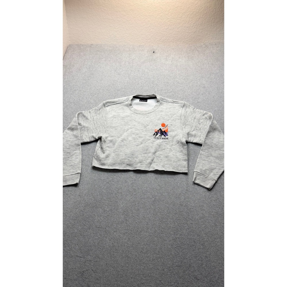 Lone Rock Clothing Telluride Colorado Cropped Sweatshirt Gray Womens Large